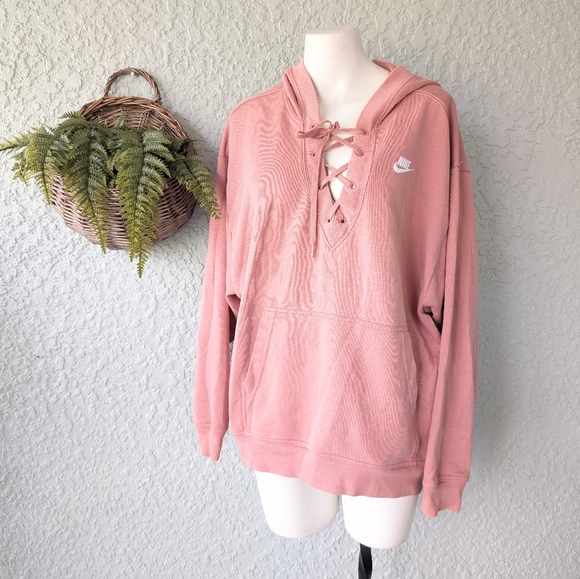 Nike lace up oversized hoodie women's size m - Picture 1 of 9